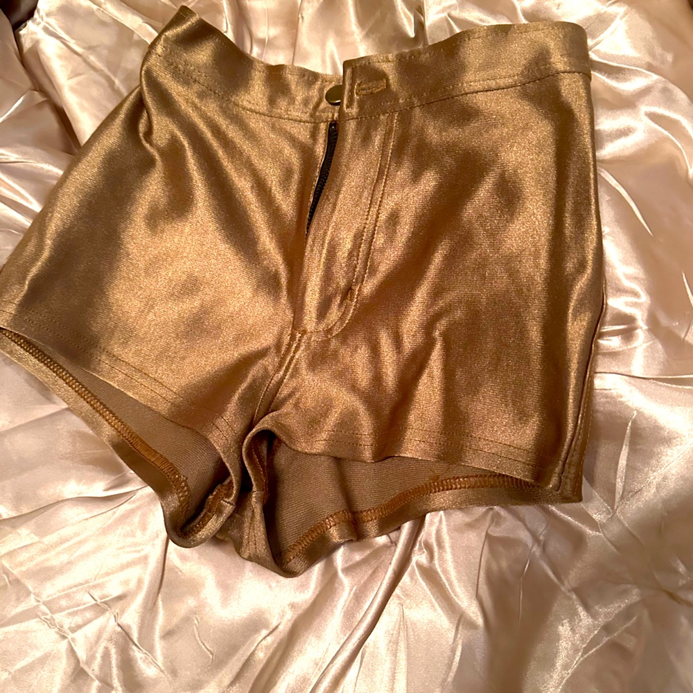 American Apparel gold shimmer shorts